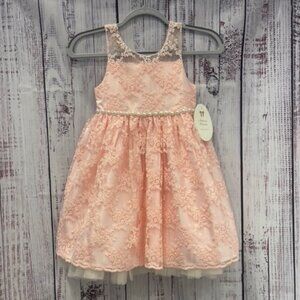 NWT American Princess Girls 6X/7 Pink Lace with Rhinestone and Pearl Party Dress